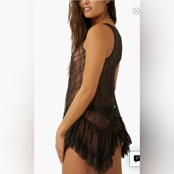 NWT Free People Everything in Lace Tunic Top Color: Dark brown & ivory Size XS - Picture 2 of 7